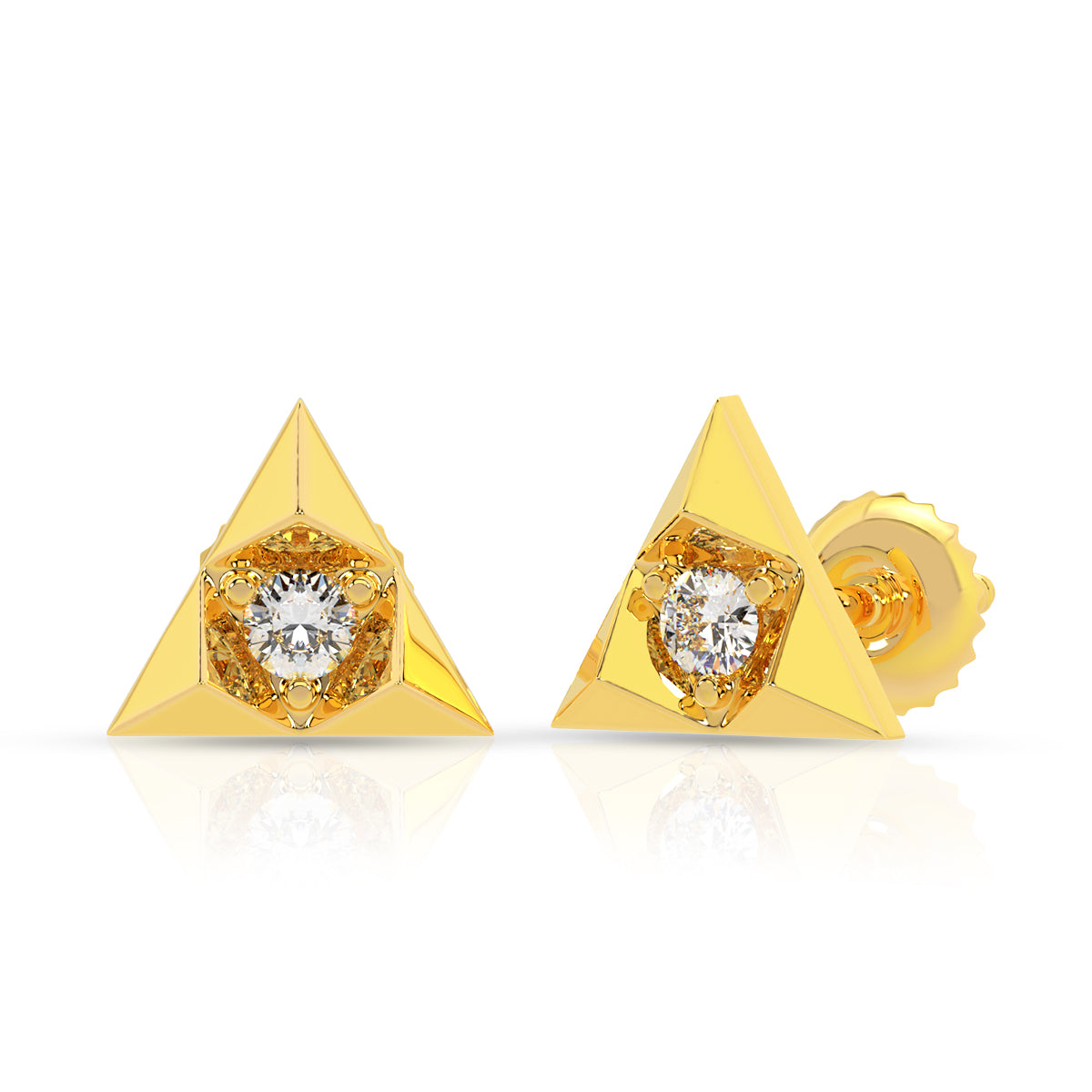 Petite Trigonal Shine 22K Gold Studs