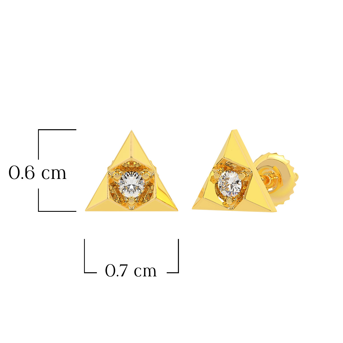 Petite Trigonal Shine 22K Gold Studs