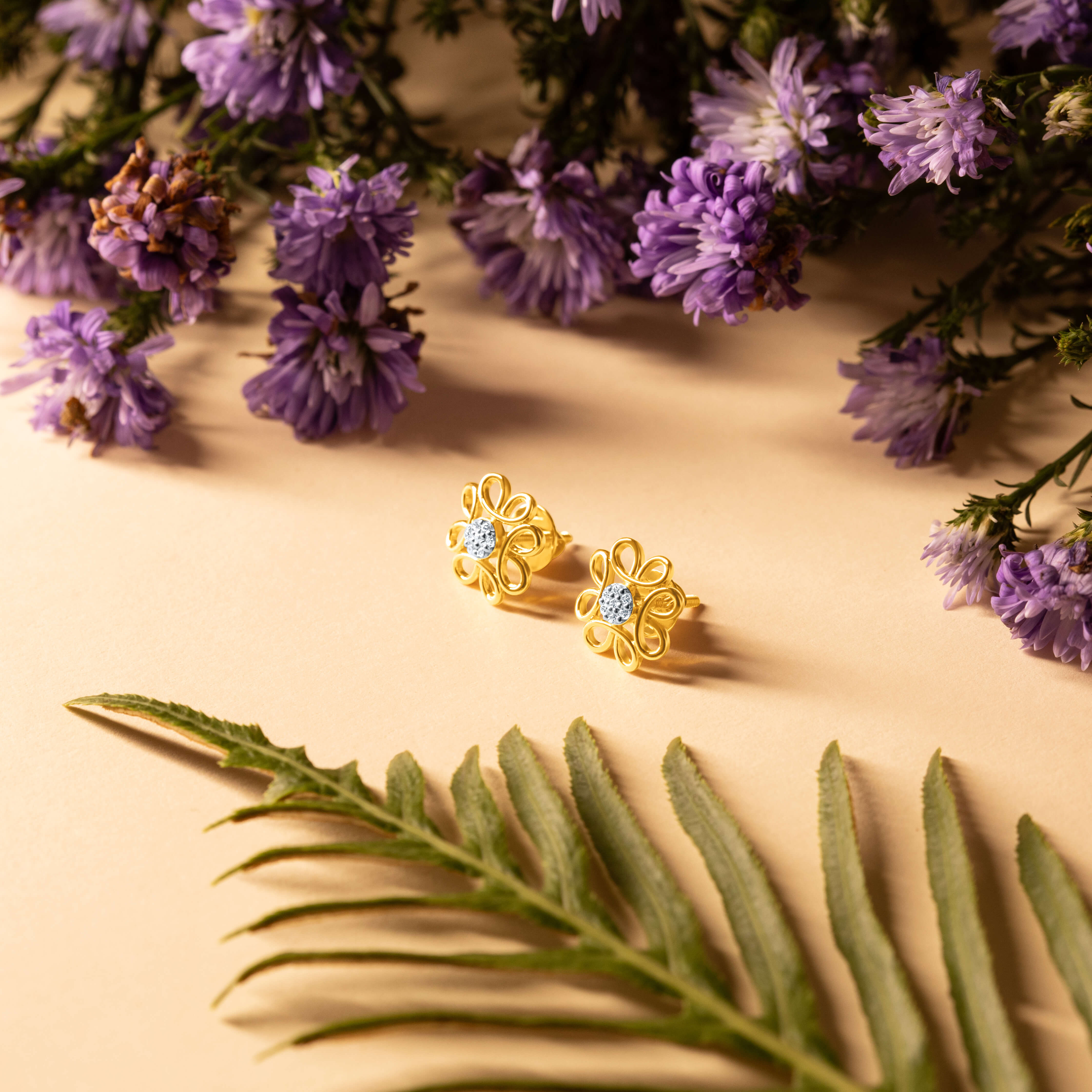 Wild Blossom 14K Gold Studs