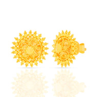 22K Gleaming Sun Motif Gold Studs