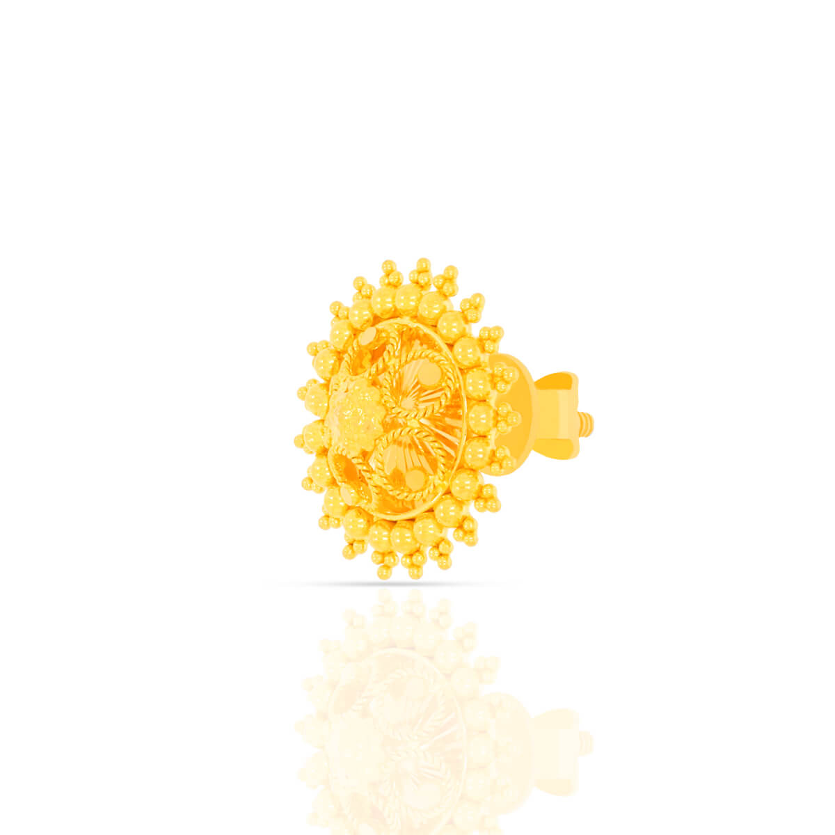 22K Gleaming Sun Motif Gold Studs