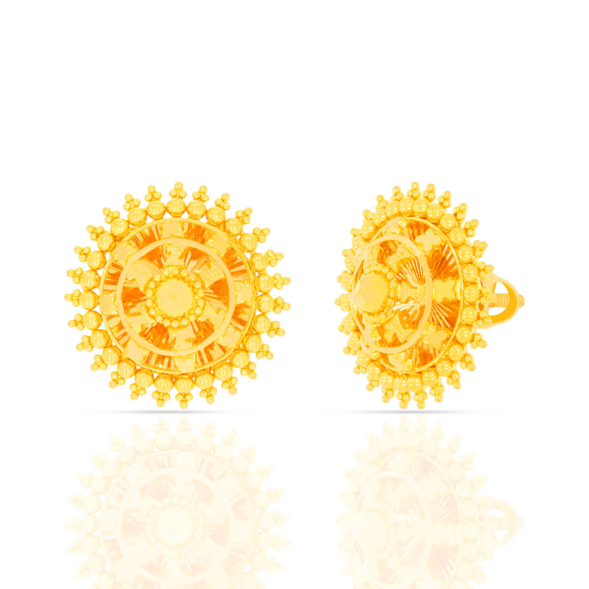 22K Gold Studs with Elegant Flower Bloom