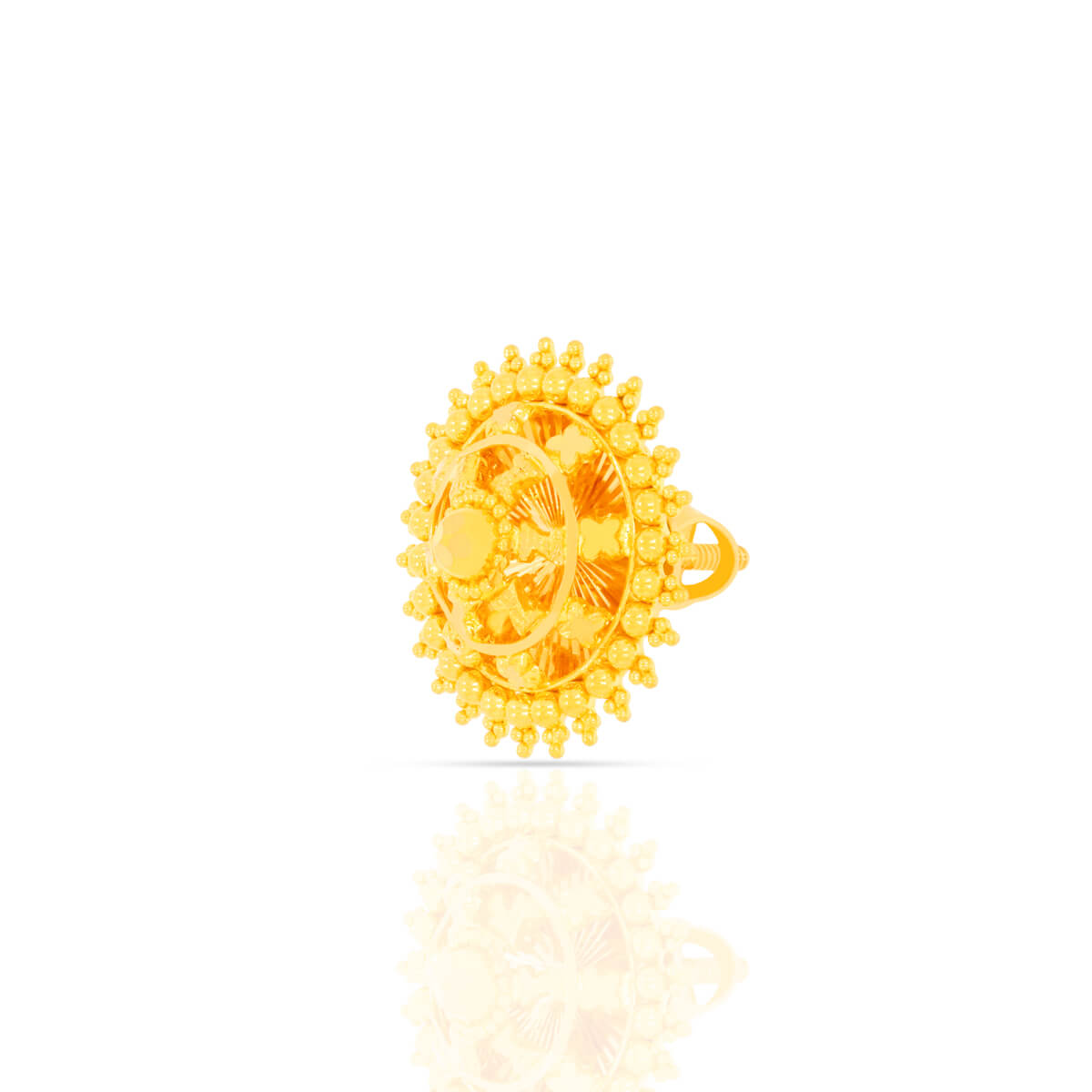 22K Gold Studs with Elegant Flower Bloom