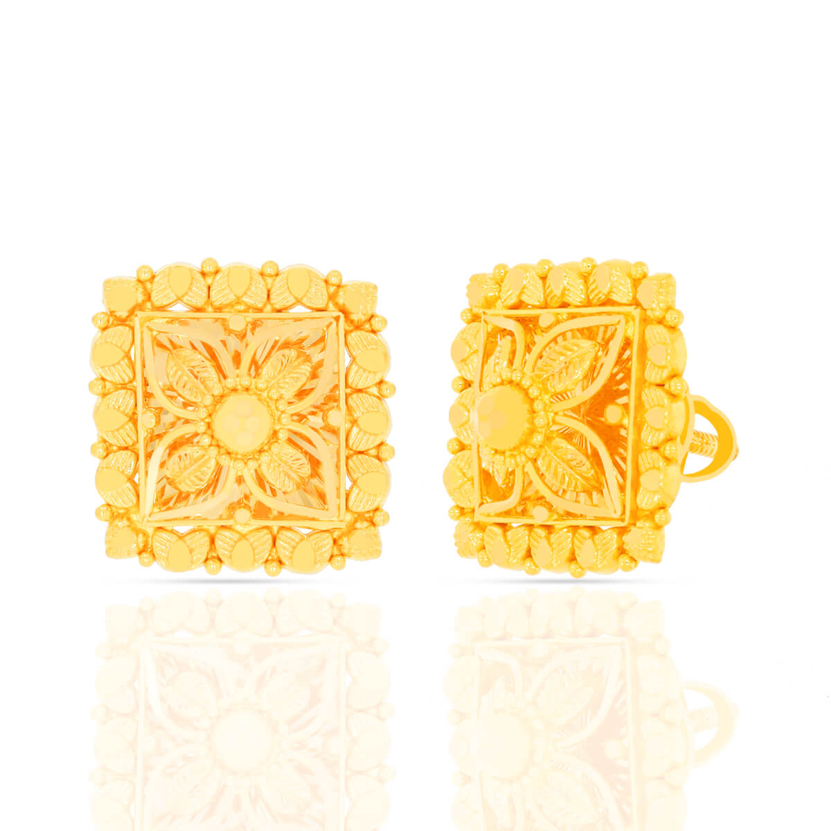 Everyday Charm Floral Design 22K Gold Studs