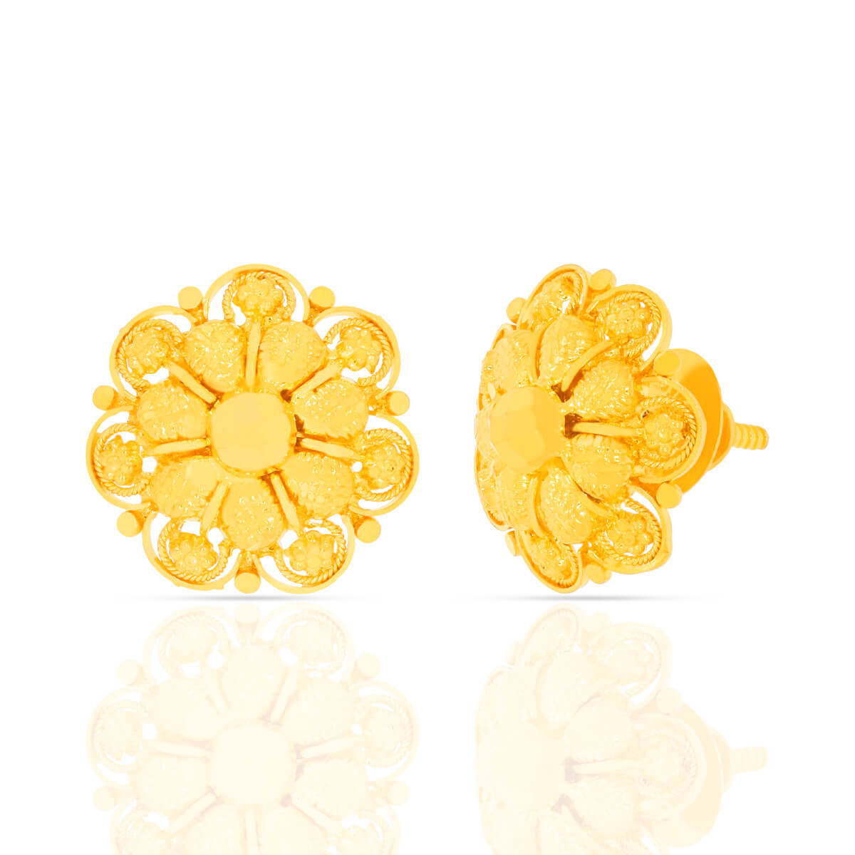 Shimmering Flora Flair 22K Gold Studs
