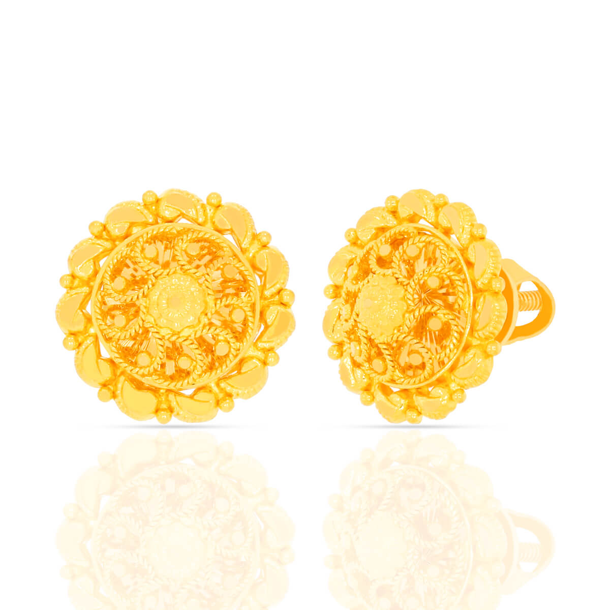 Vintage Flair 22K Gold Stud Earrings