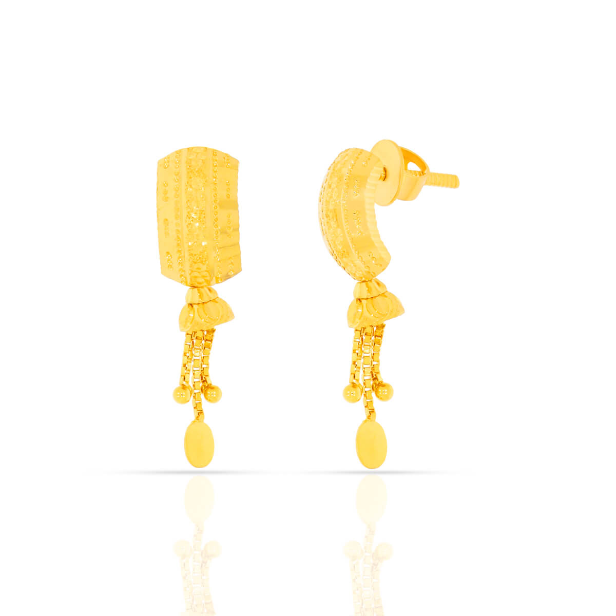 22K Graceful Slender Gold Hoop Earrings