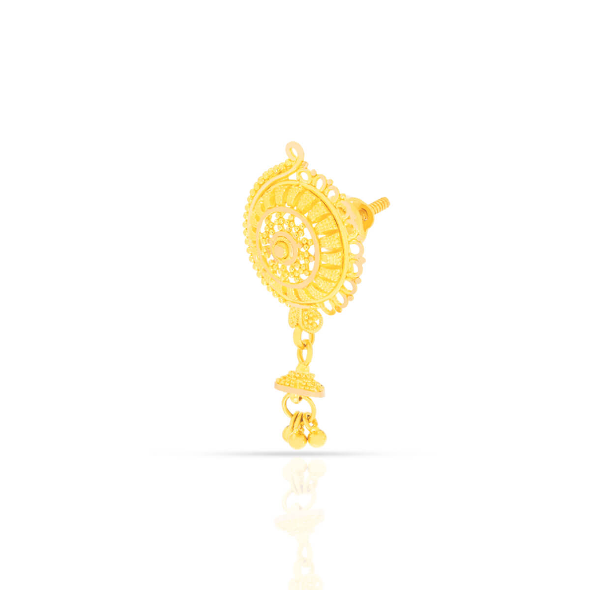 Graceful Gold Floral Danglers in 22K