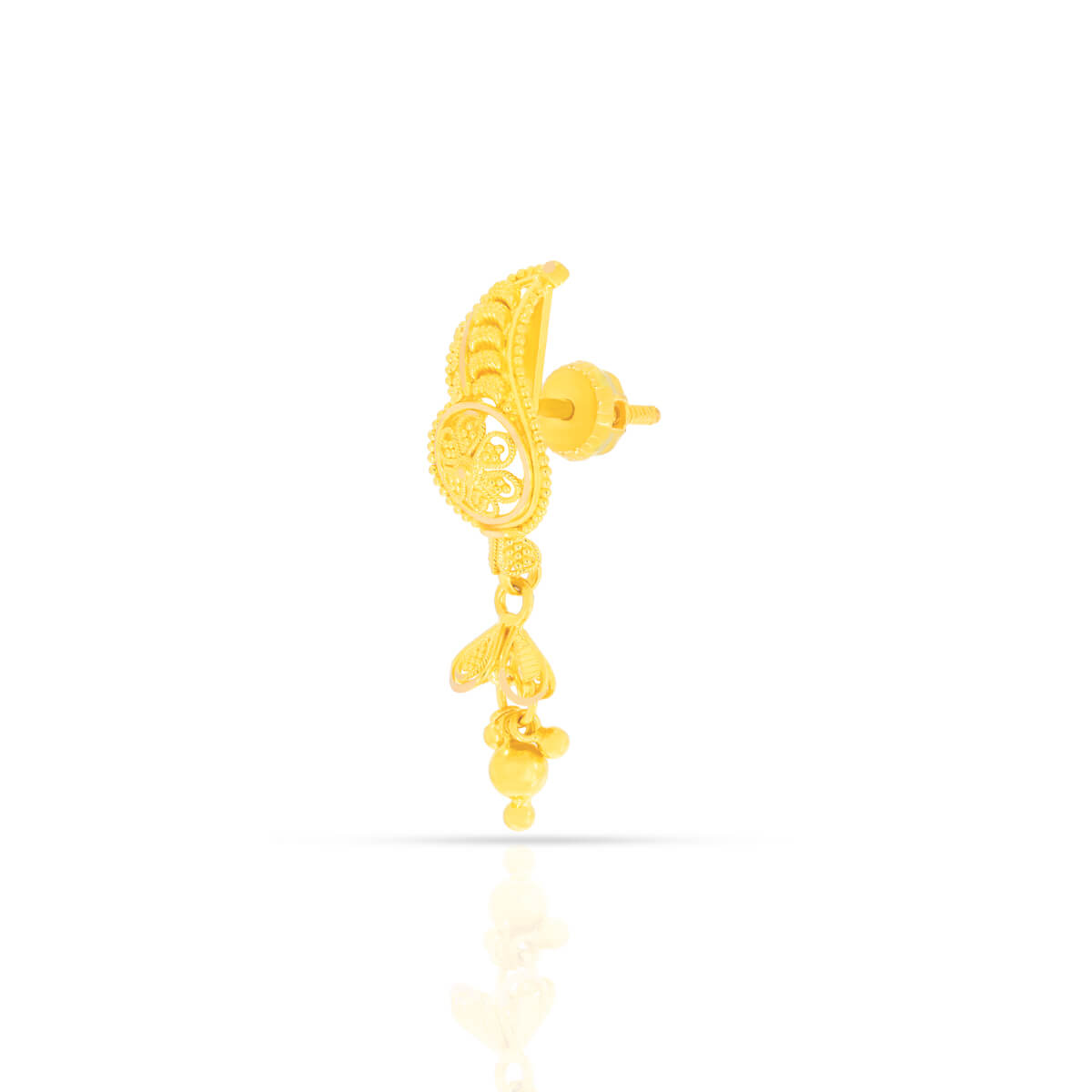 Delicate Floral Charm Gold Danglers in 22K