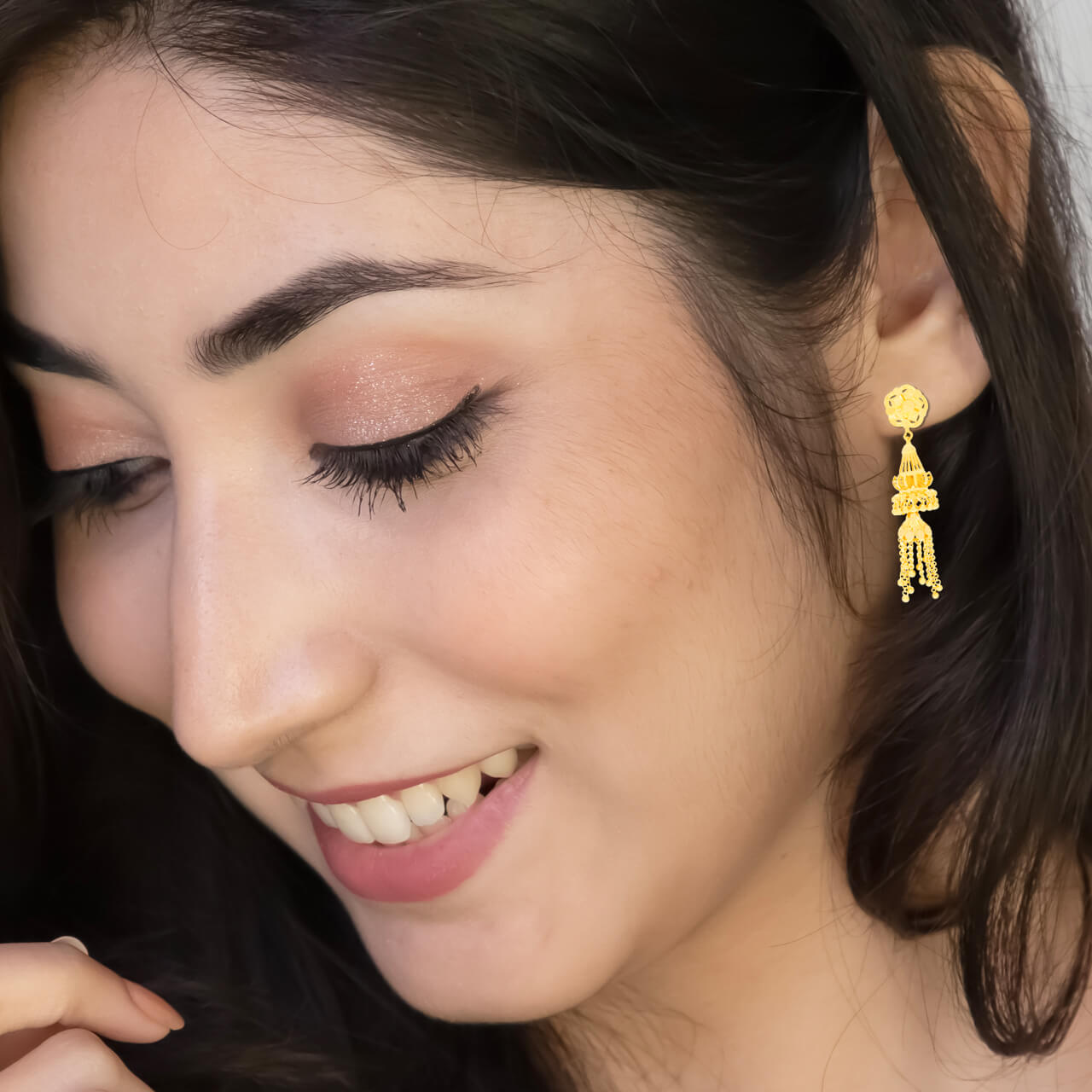 Chic Blossom 22K Gold Danglers