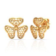 Modern Elegance Floral Stud Earrings in 18K Gold
