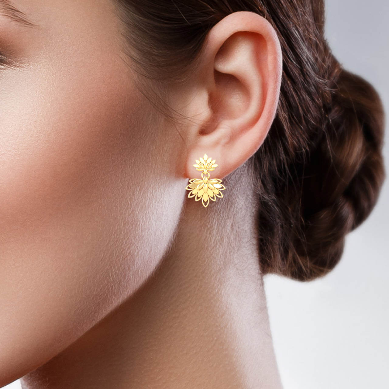 Graceful Petal 22K Gold Dangler Earrings
