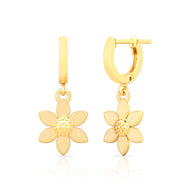 22K Graceful Floral Hoop Earrings