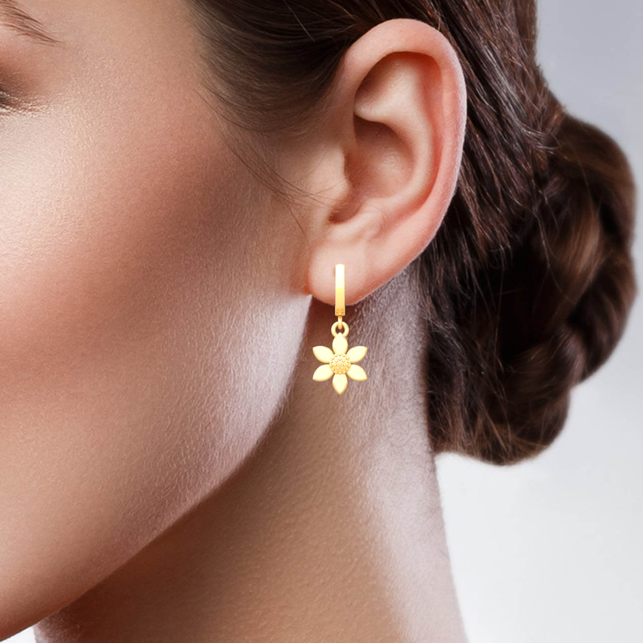22K Graceful Floral Hoop Earrings