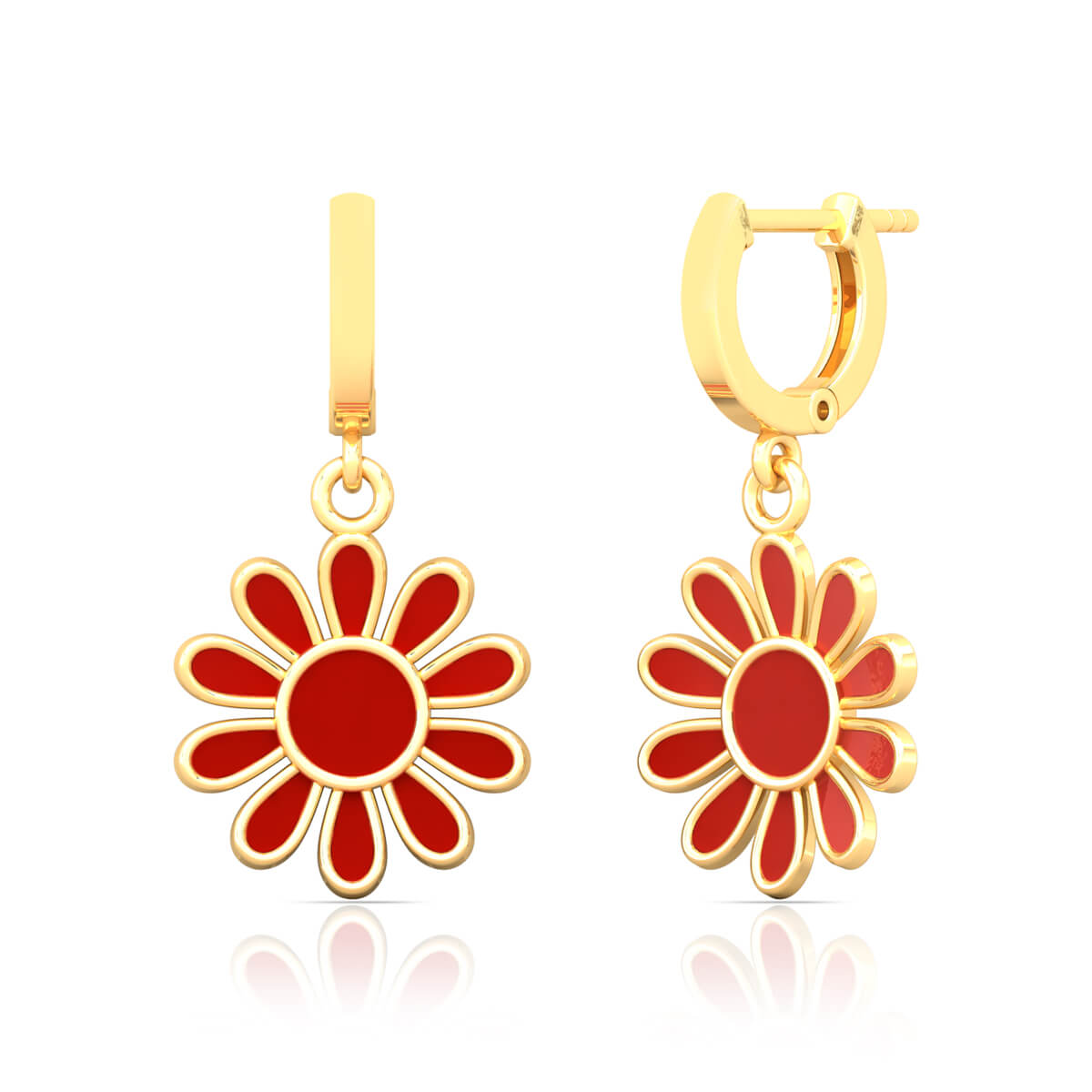 Charming Floral 22K Gold Hoops