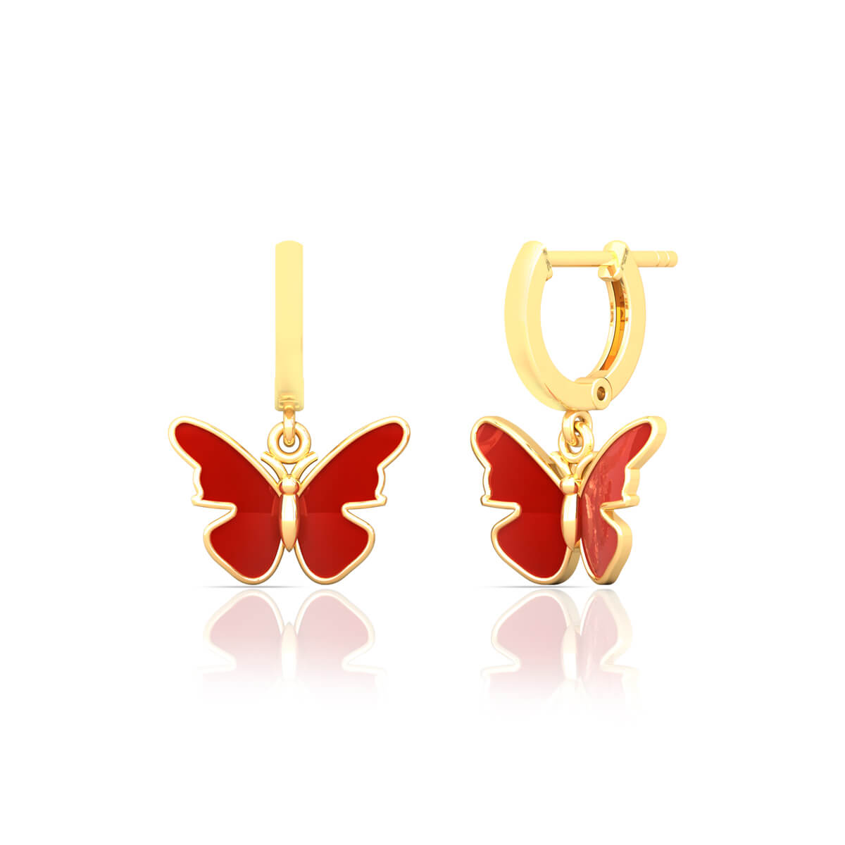 Captivating 22K Gold Butterfly Hoop Earrings