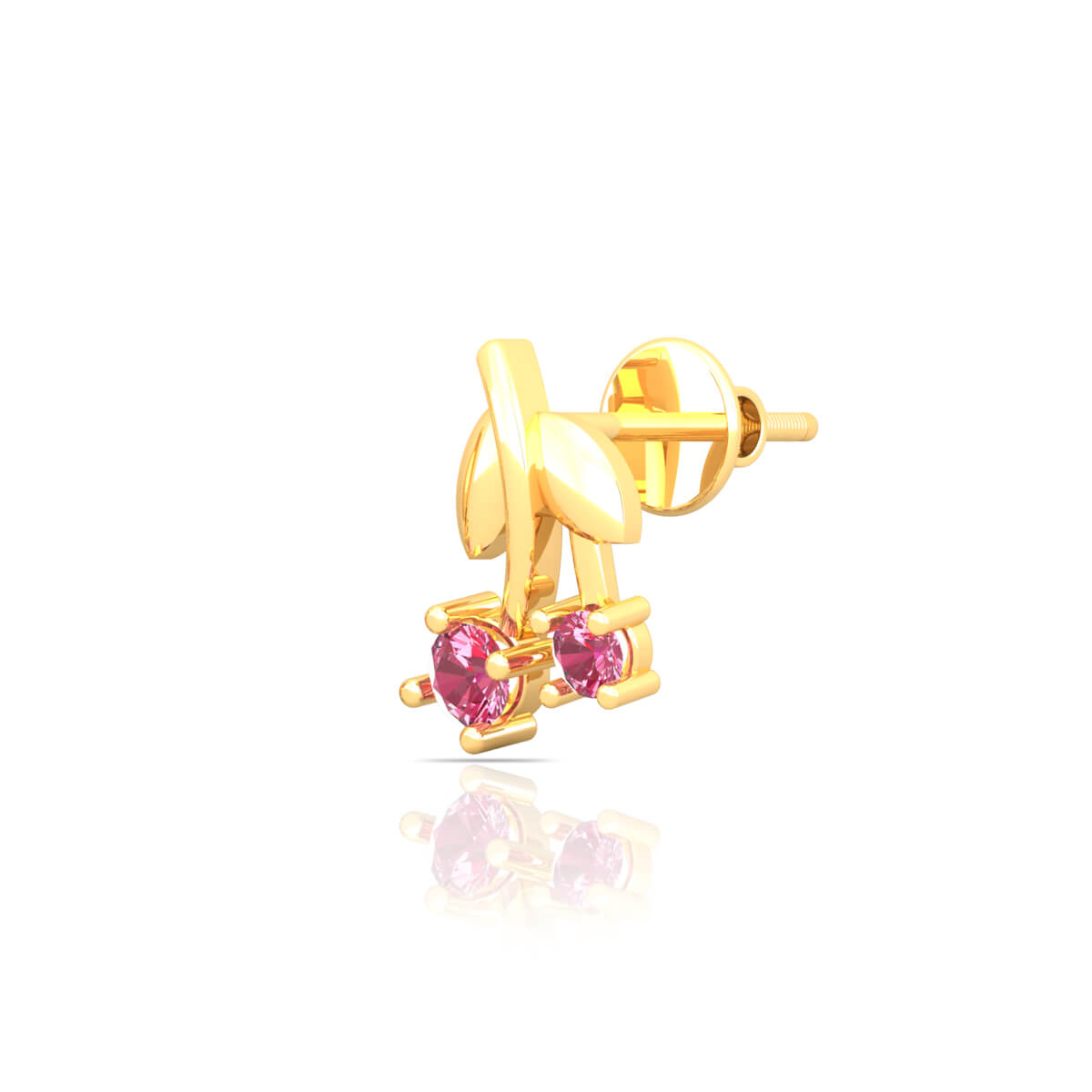 Graceful Cherry Motif 18K Gold Studs