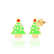 Cute Xmas Tree 22K Studs