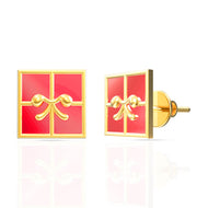 Charming Gift Box Design 22K Gold Stud Earrings