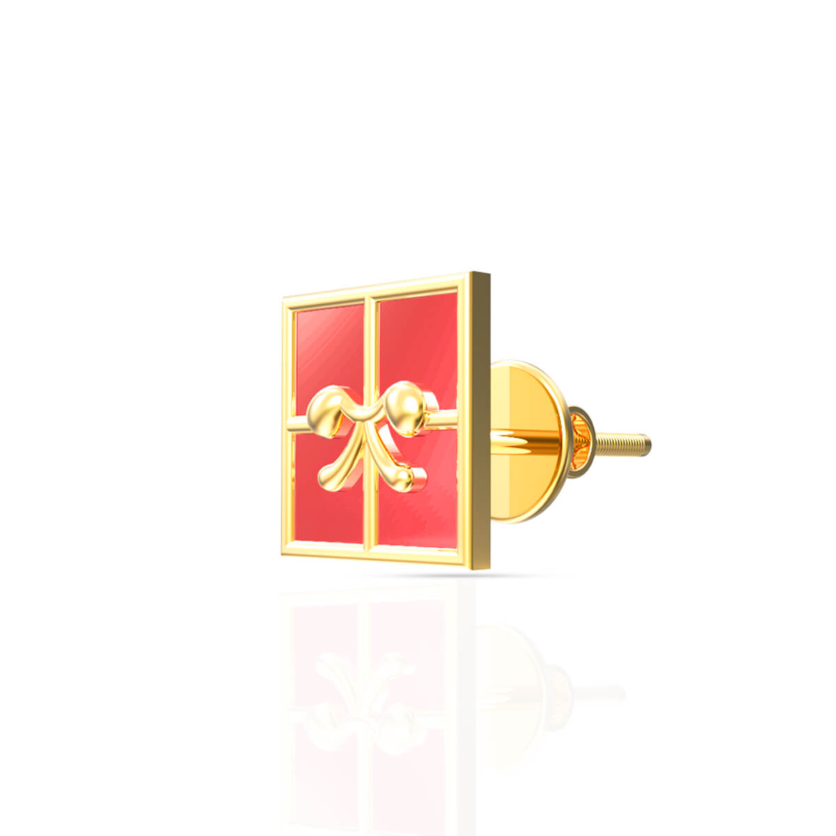 Charming Gift Box Design 22K Gold Stud Earrings