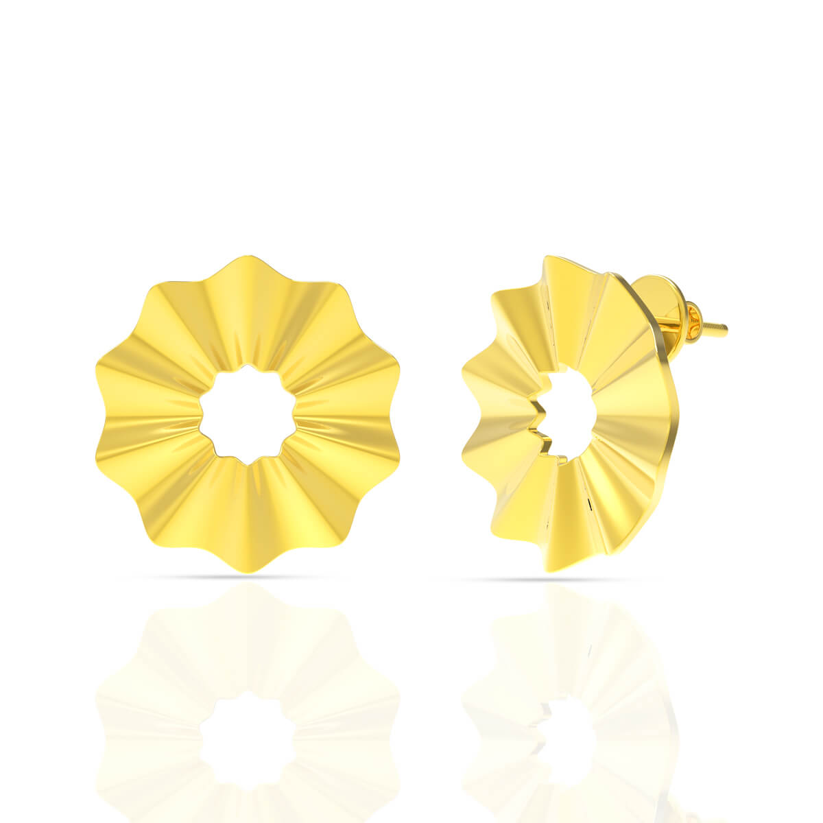 18K Dainty Floral Gold Stud Earrings