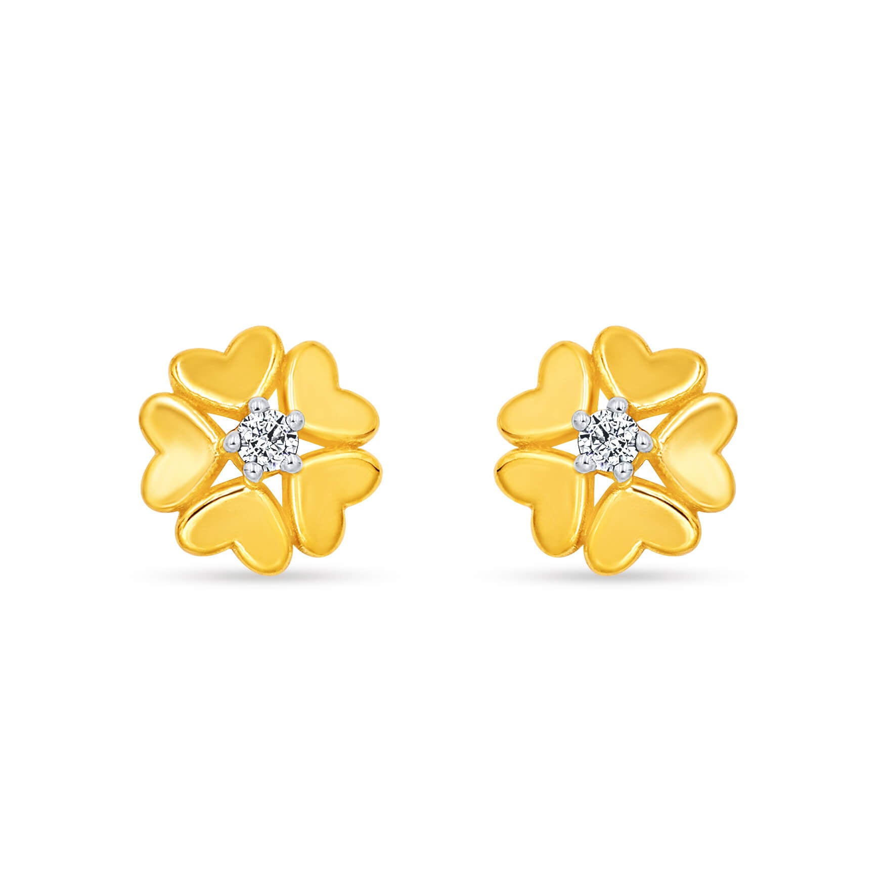 Graceful Petal Design Clover Gold Studs