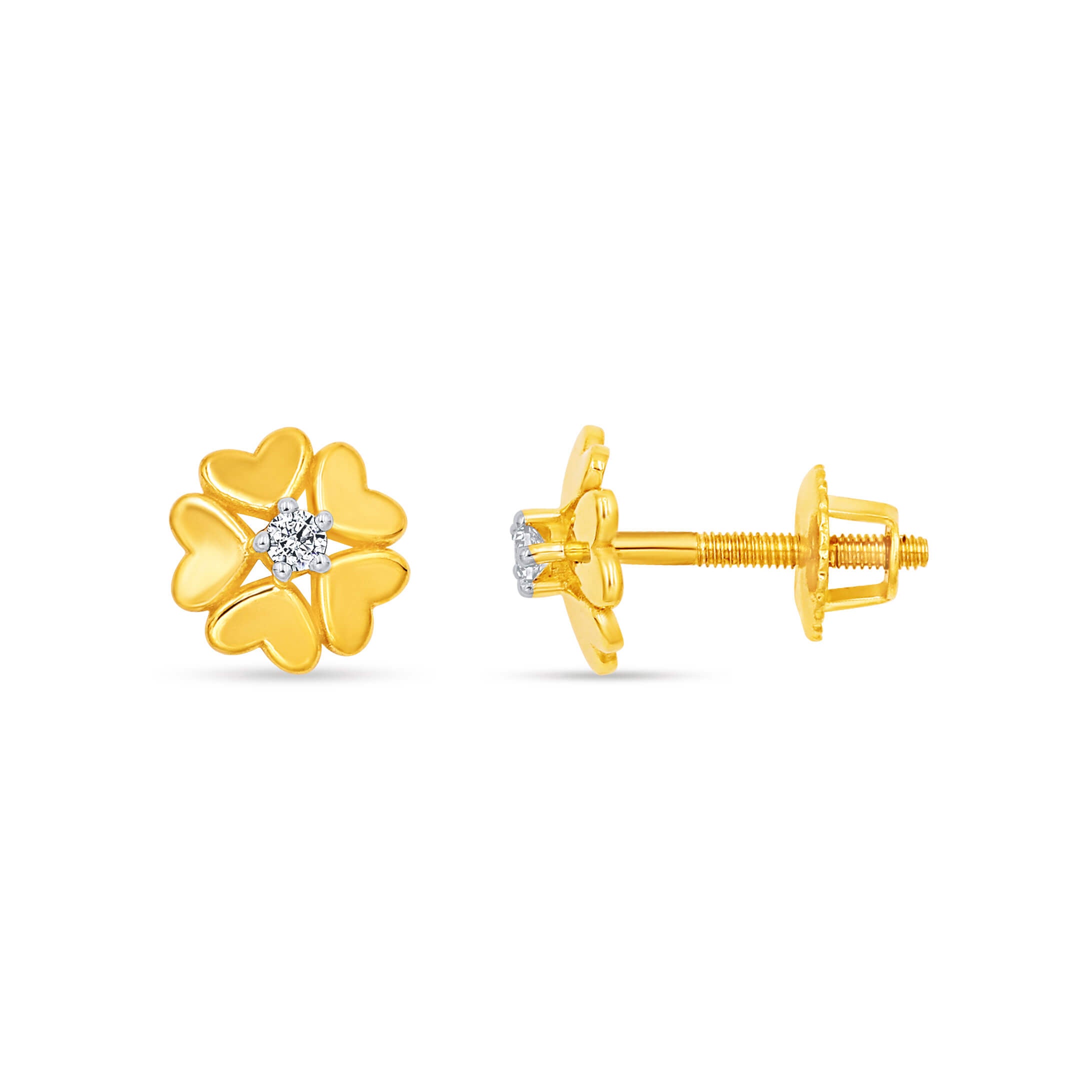 Graceful Petal Design Clover Gold Studs