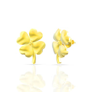 22K Lucky Charm Clover Gold Stud Earrings