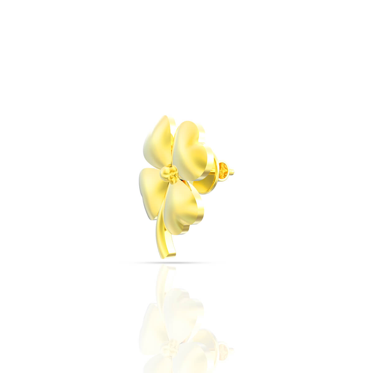 22K Lucky Charm Clover Gold Stud Earrings
