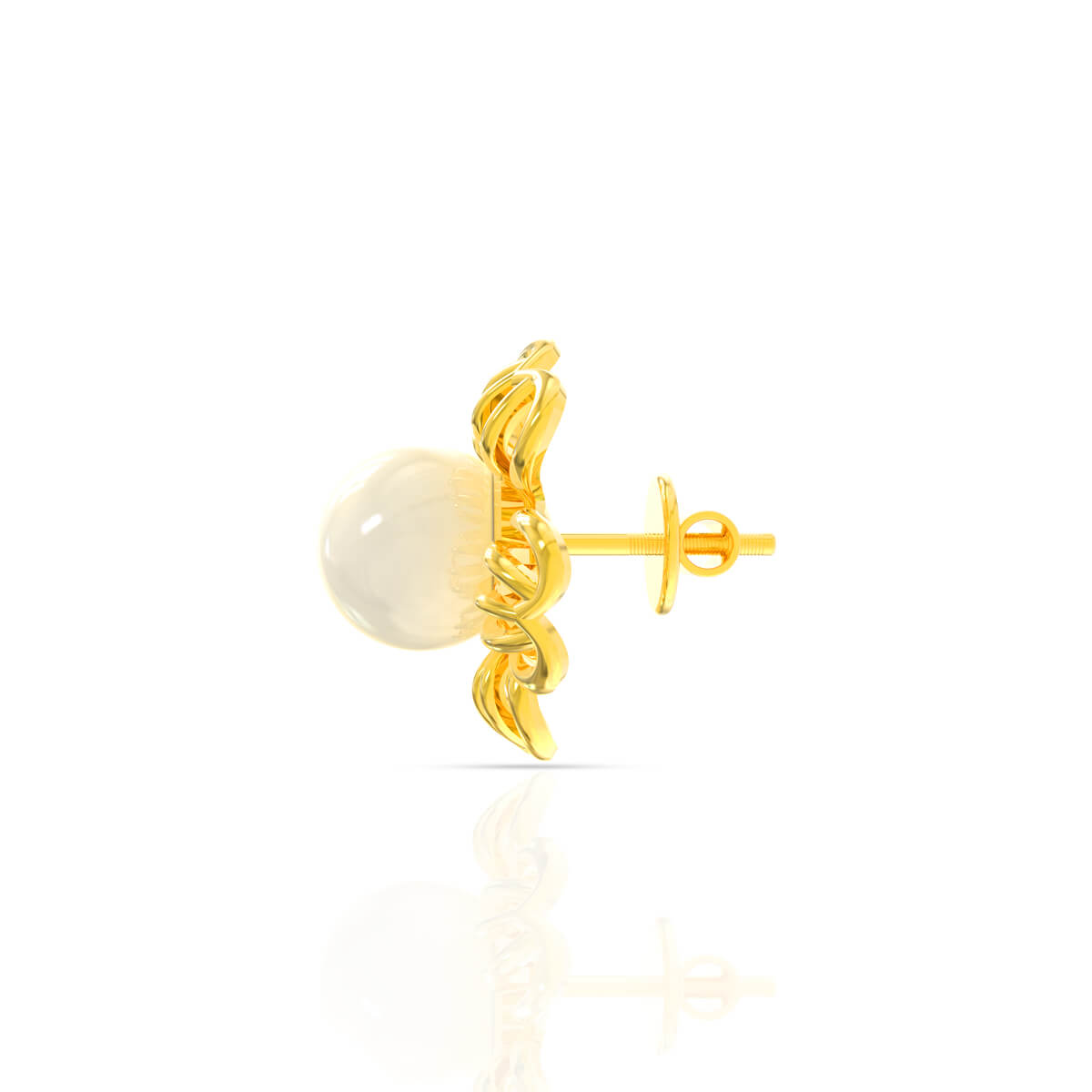 Elegant Pearl Blossom Stud Earrings in 22K
