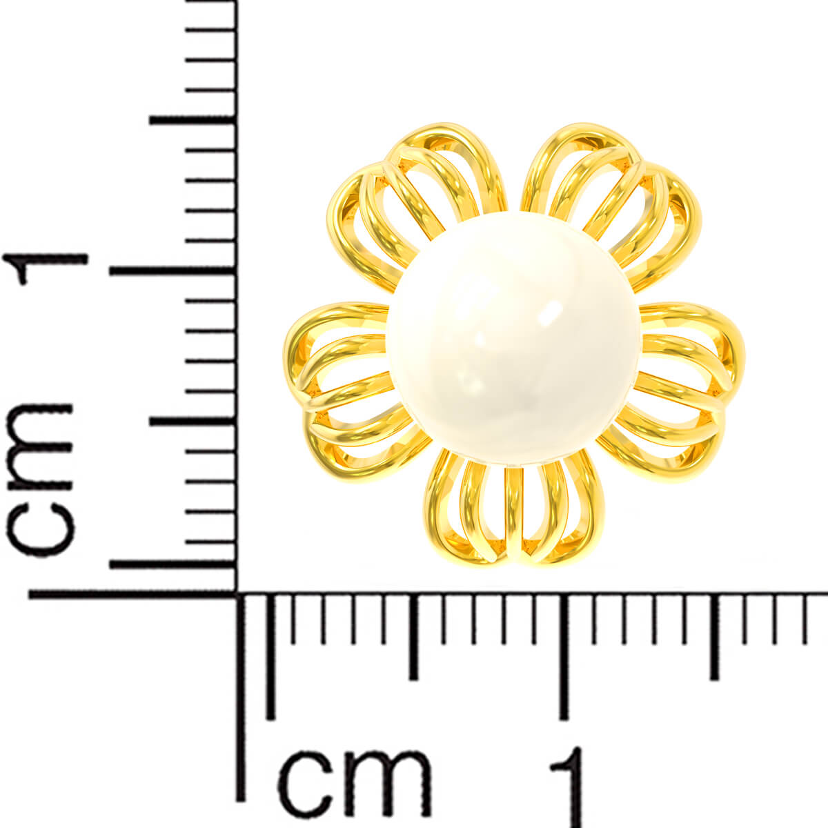 Elegant Pearl Blossom Stud Earrings in 22K