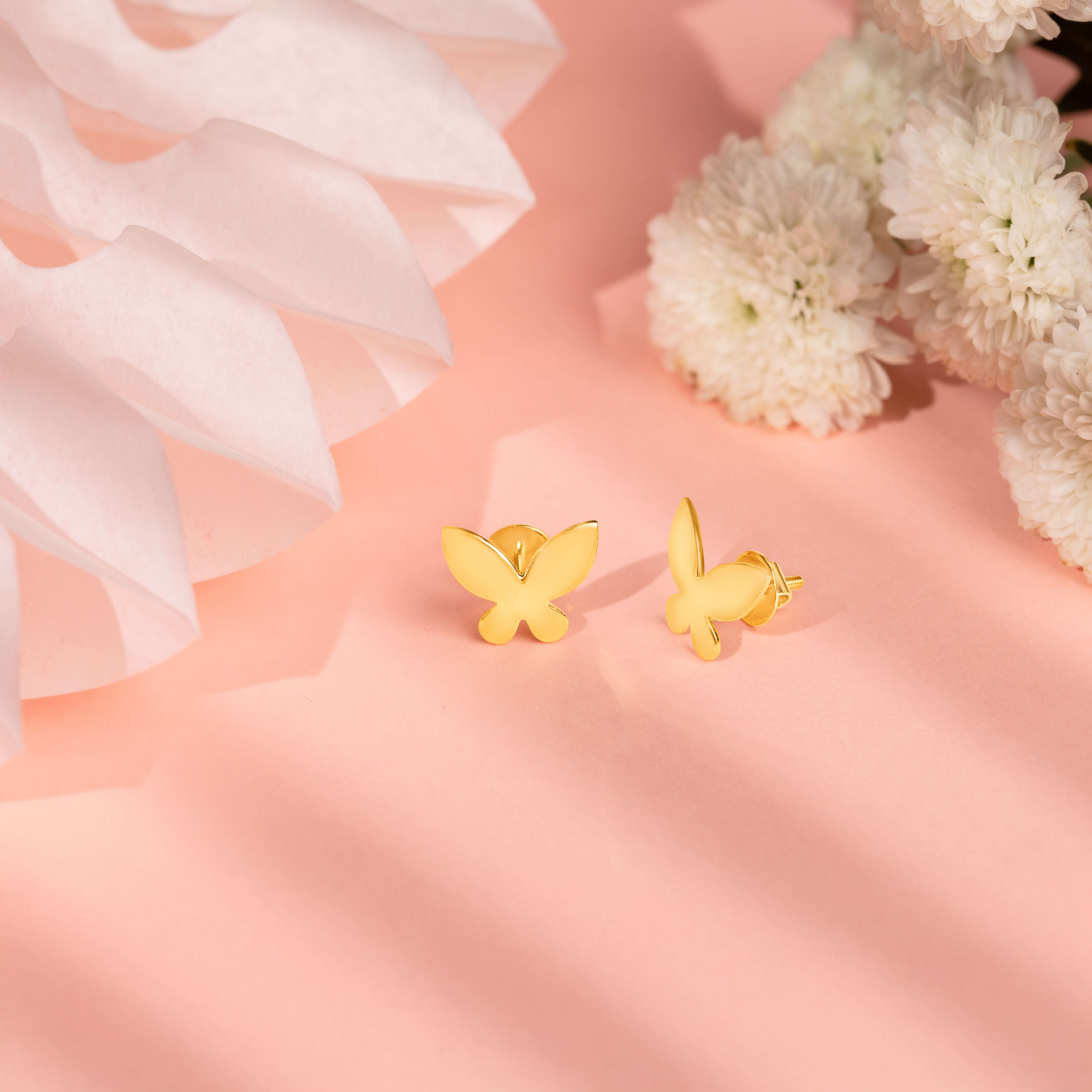Captivating Gold Butterfly Stud Earrings