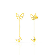 18K Elegant Butterfly Motif Gold Dangler Earrings