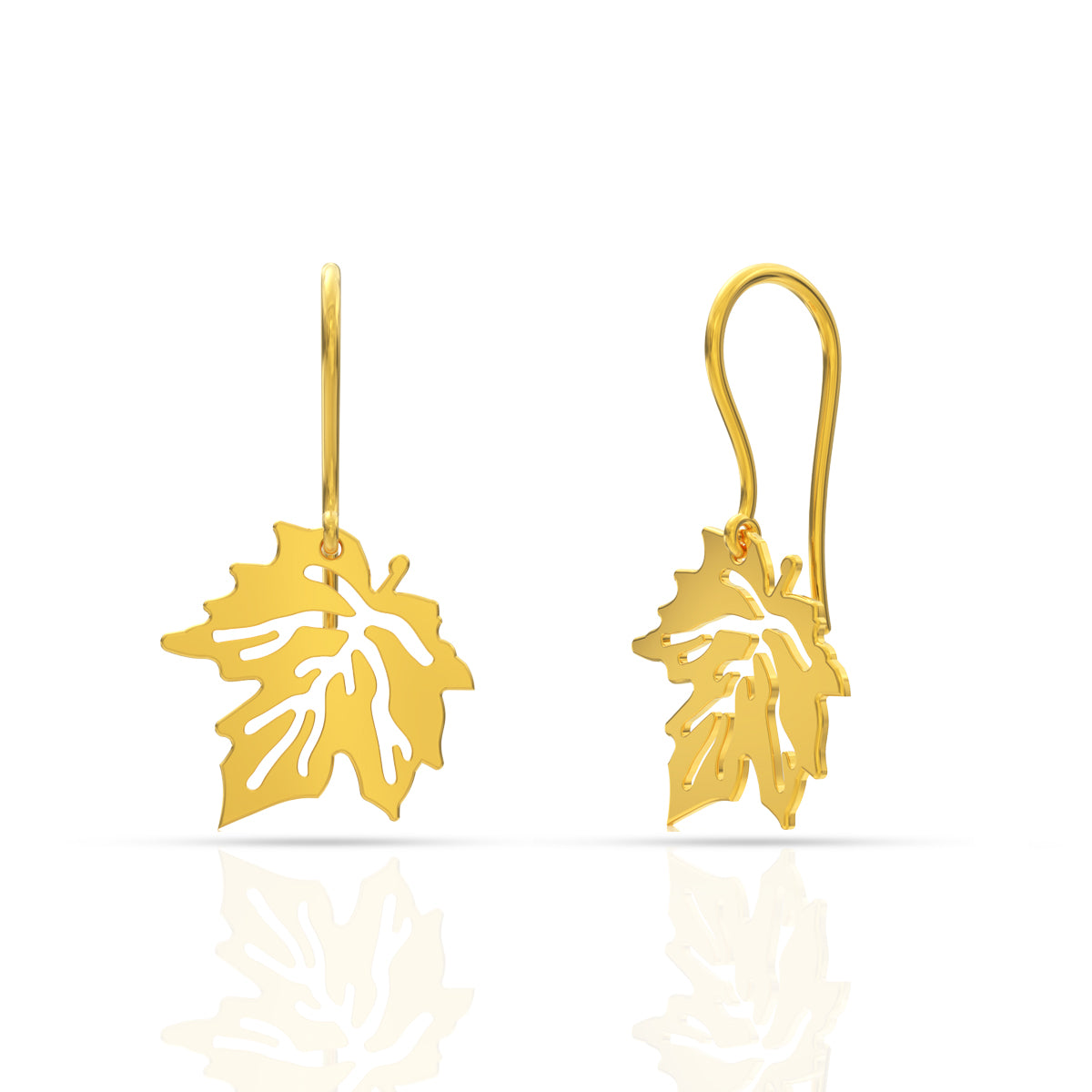 Lustrous Leaf 22K Gold Earrings