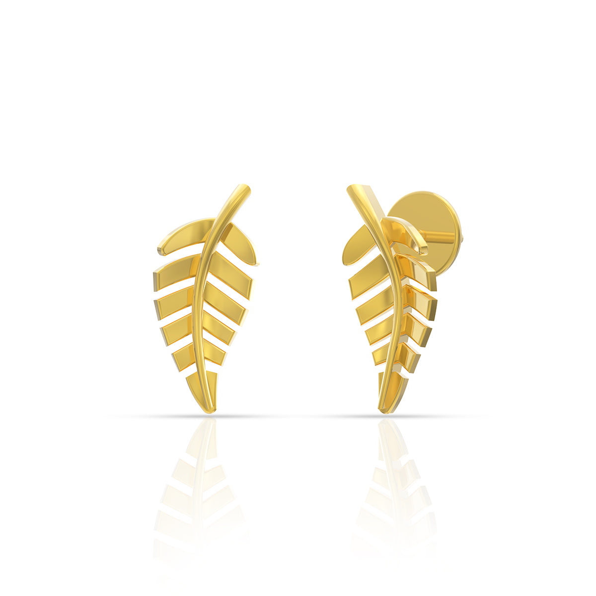 Charming Foliate Gold Studs 22K
