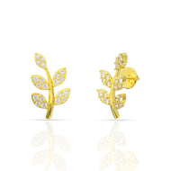 Graceful Foliate 18K Gold Studs