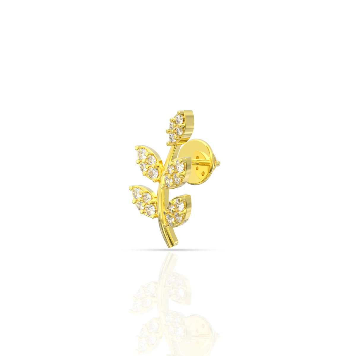 Graceful Foliate 18K Gold Studs