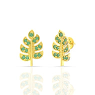 Verdant Charm Foliate Gold Studs 18K