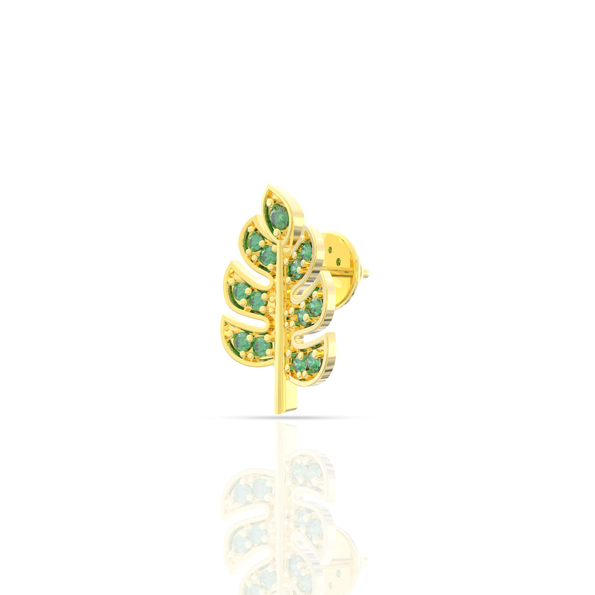 Verdant Charm Foliate Gold Studs 18K