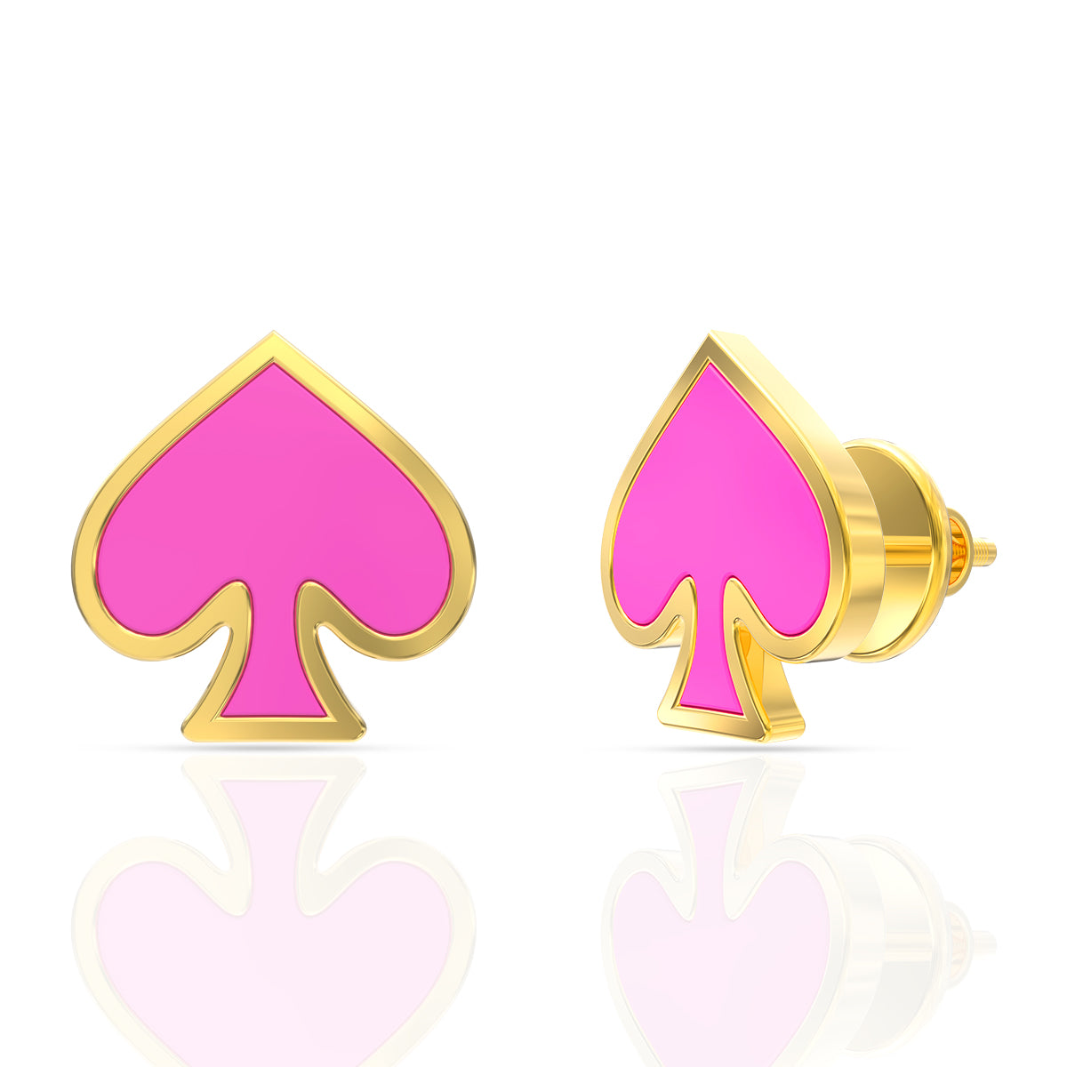 Pink Shade Gold Stud Earrings