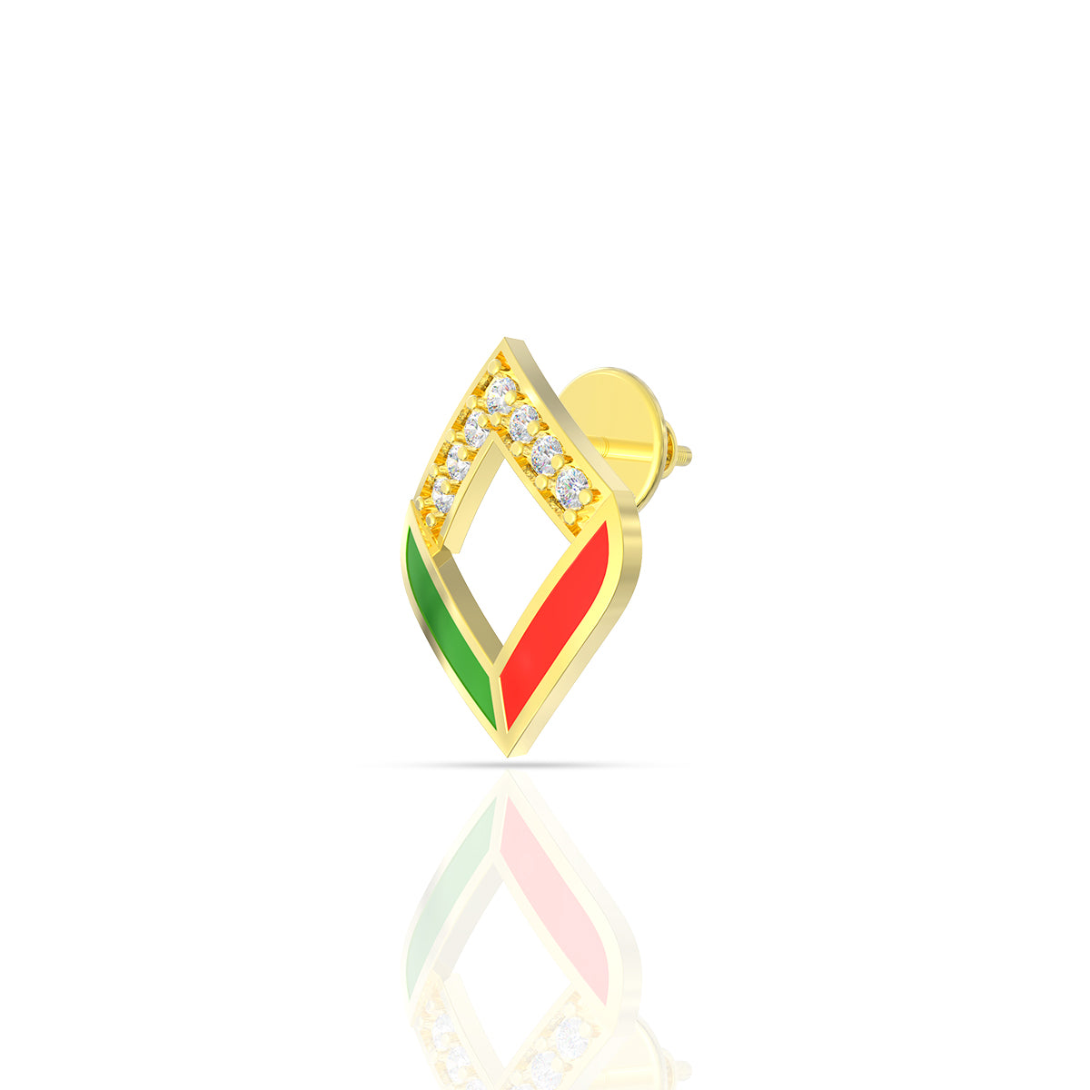 Colourful Quad Gold Studs 18K