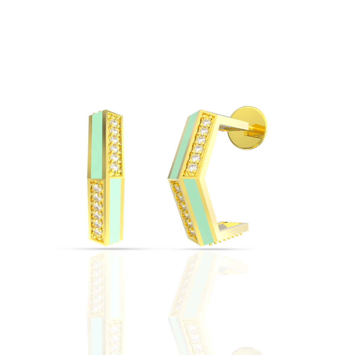 Aquamarine Glaze 18K Gold Hoops