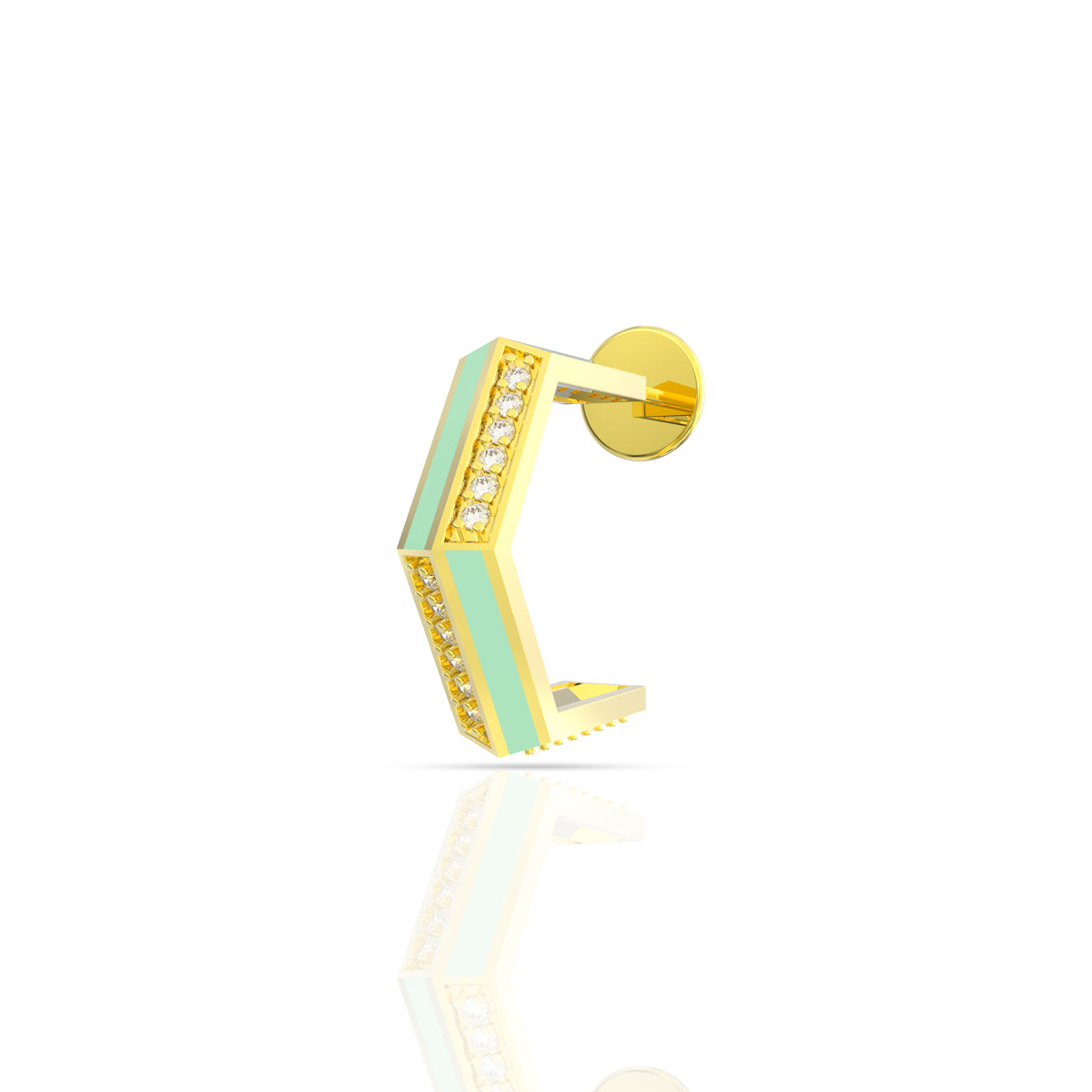 Aquamarine Glaze 18K Gold Hoops