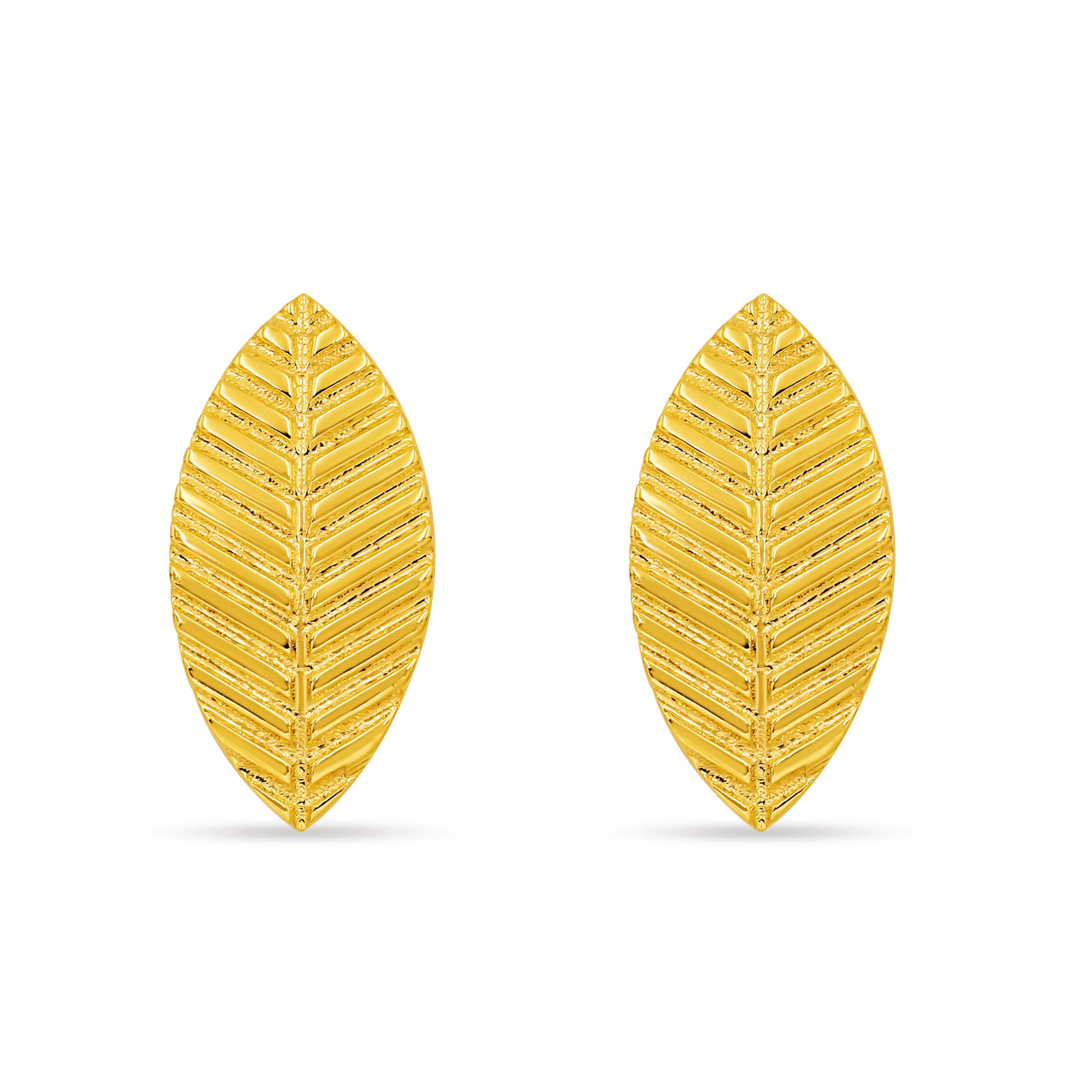 Polished Elegance Gold Foliate Studs 18K