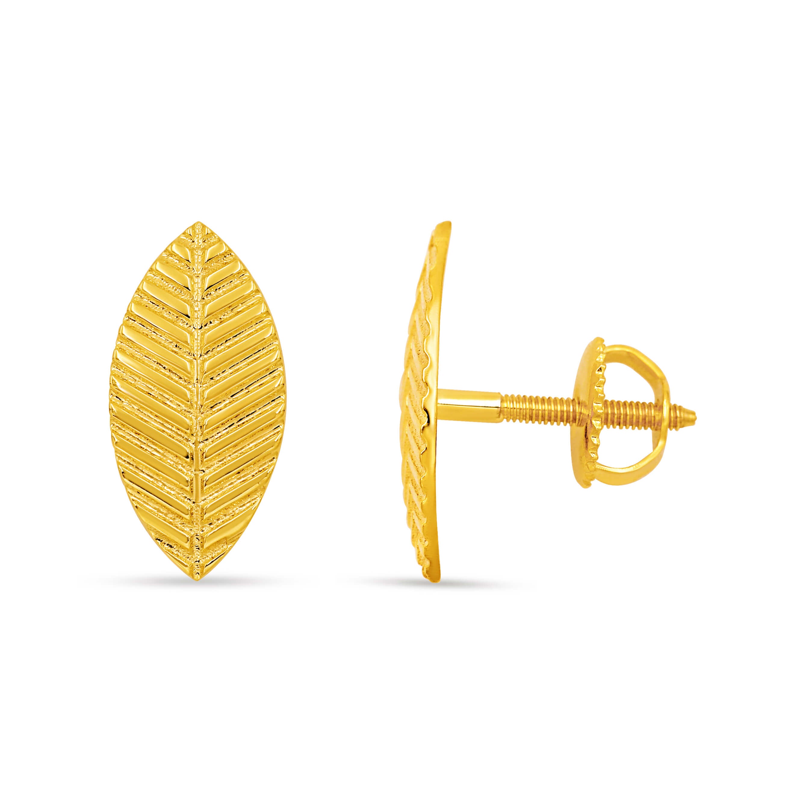 Polished Elegance Gold Foliate Studs 18K