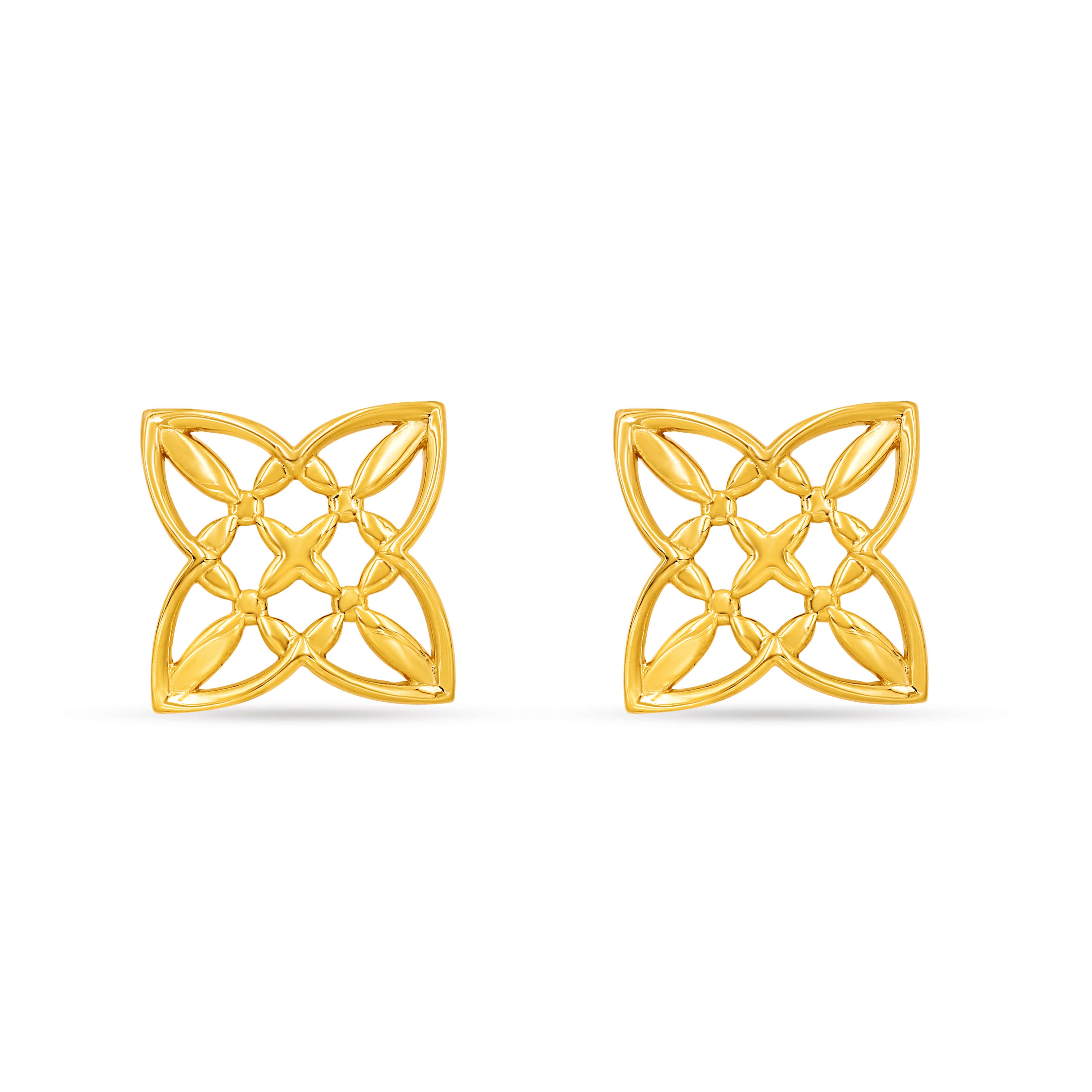 Criss Cross Glow Flora Gold Studs 14K