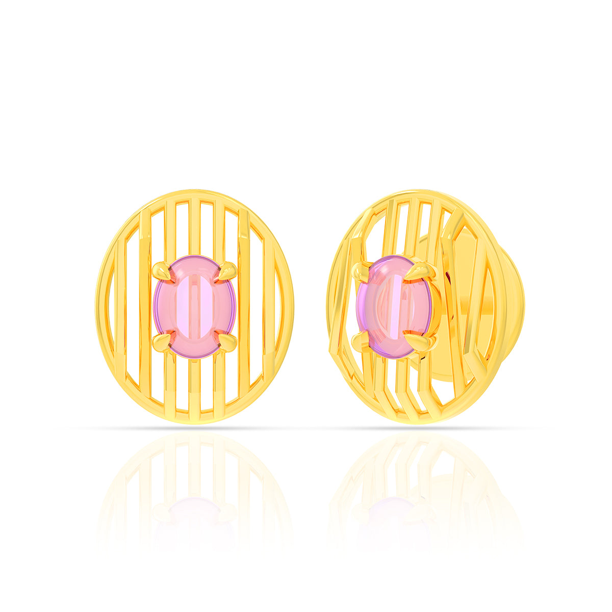 Stylish Oblong Gold Studs 18K