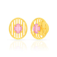 Stylish Oblong Gold Studs 18K