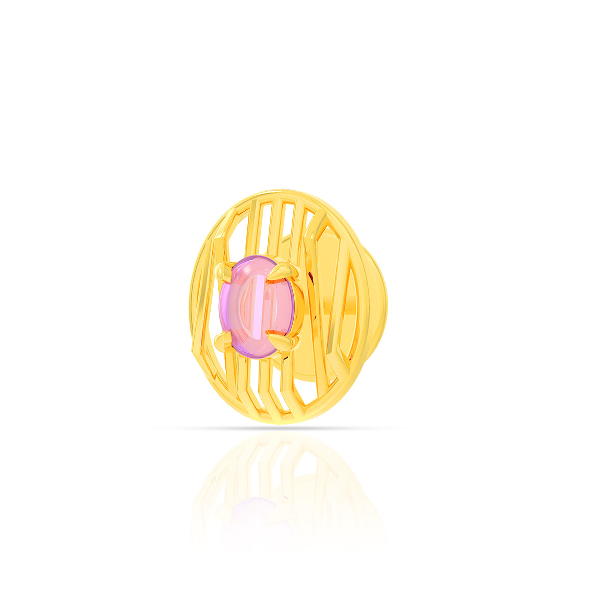 Stylish Oblong Gold Studs 18K