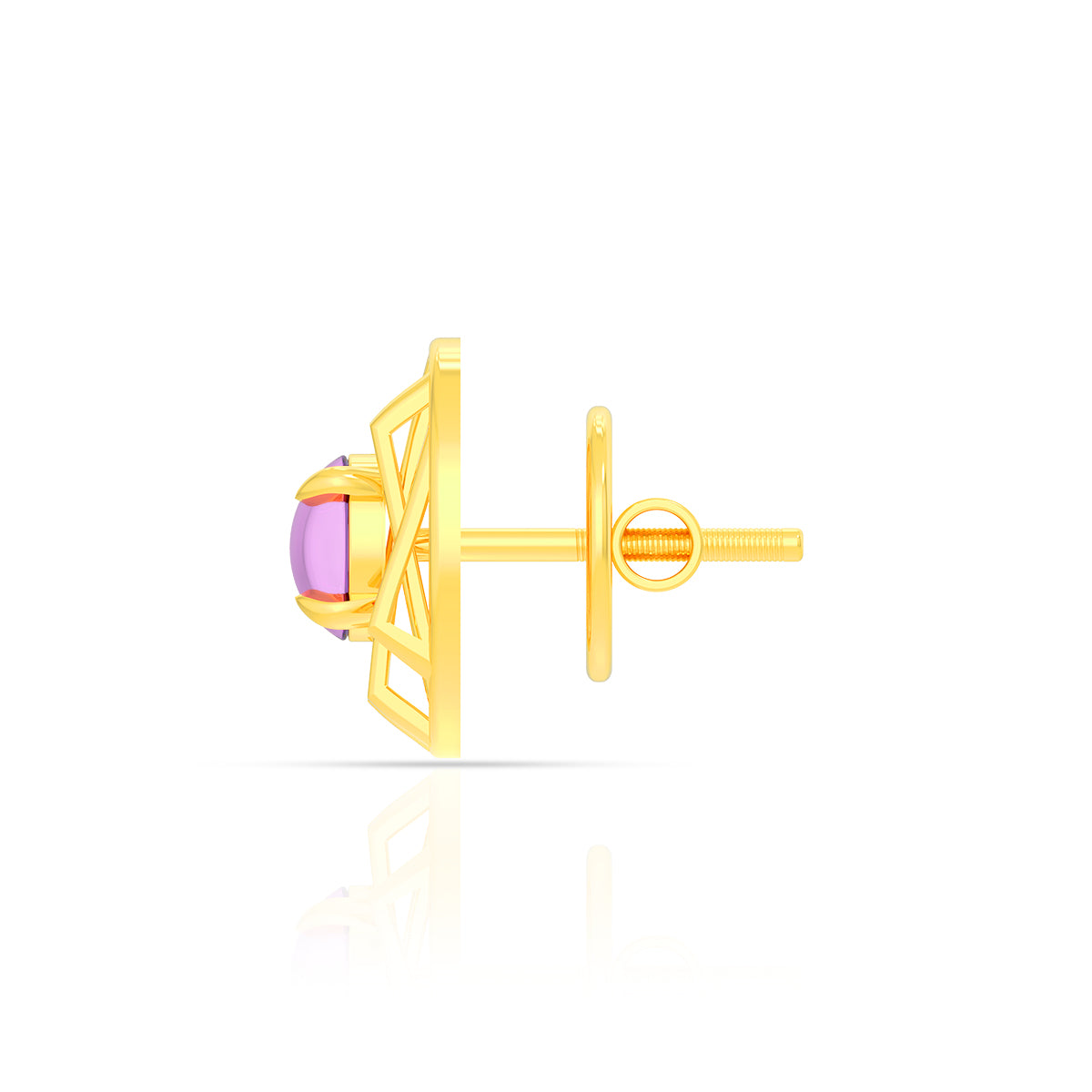 Stylish Oblong Gold Studs 18K